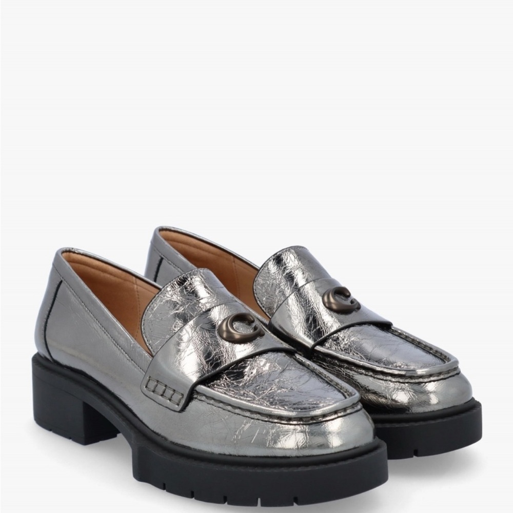 NEW Leah Anthracite Leather Chunky Loafers
